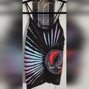 Grateful Dead Upcycled tye dye brown tank top women's size Small